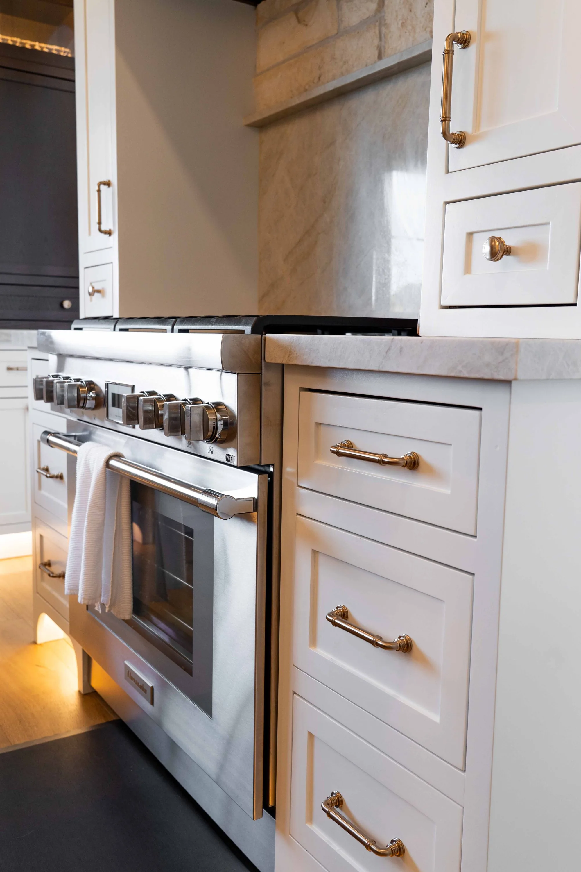 Custom kitchen remodel with white cabinets and quartz countertops — La Jolla remodel