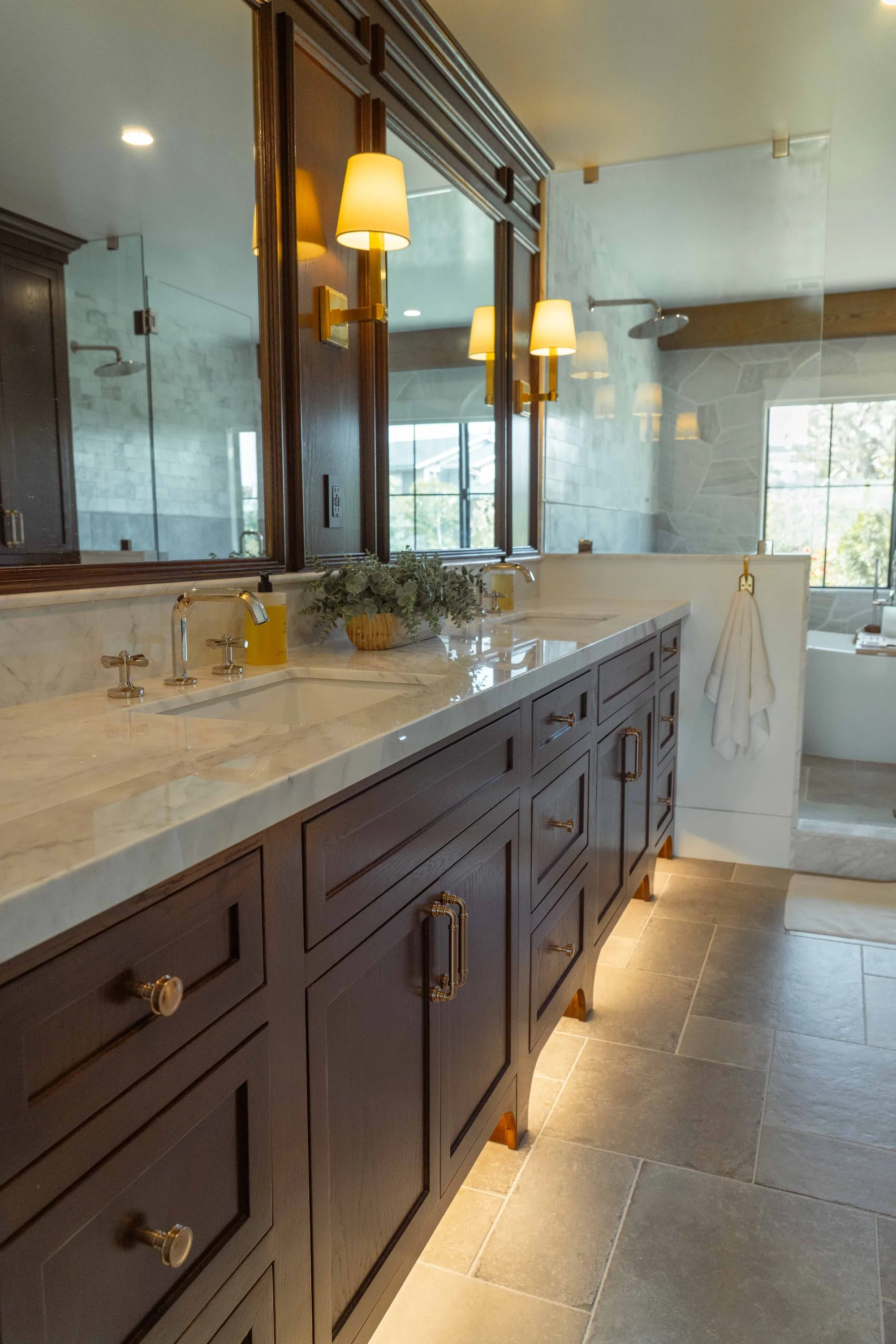Master bathroom remodel with custom tile and vanity — La Jolla remodel